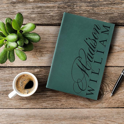 Personal Leather Journal Notebooks | 12 Design, 9 Color - Gray | Journal for Women, Men - Custom Notebook to Write in - Diary for Girls, Women - Personalized Gift Idea for Girl, Boy, Mom and Dad