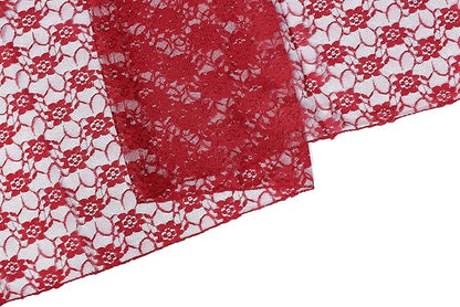 MDS Pack of 15 Wedding 12 x 108 inches Lace Table Runner for Wedding, Decorations for Birthday Parties, Banquets, Graduations, Engagements, and Runners fit Rectangle, Round Table- Apple red