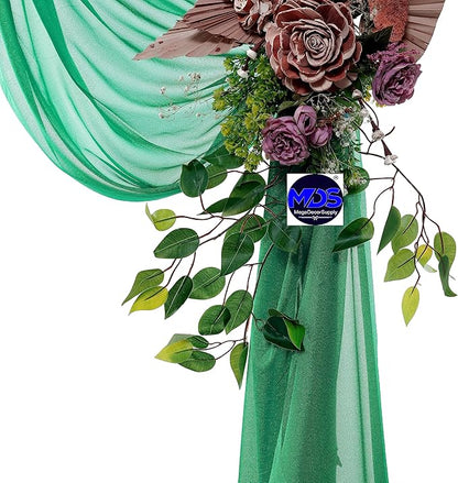 MDS Halloween Chiffon Draping Fabric - 1 Panel, 30" Wide x 100ft Long - Sheer Spooky Arbor & Canopy Drapery for Haunted House Backdrops, Party Ceilings, DIY Costumes & Themed Events - Emerald Green