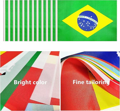 12 Pack Brazil Desk Flags Set, Brazilian Small Mini Table Office Flags with 12" Solid Black Pole, 8.2 x 5.5 Inches, Home and Office Decoration, Festival Celebrations