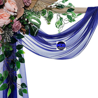 MDS Halloween Chiffon Draping Fabric - 1 Panel, 30" Wide x 75ft Long - Sheer Spooky Arbor & Canopy Drapery for Haunted House Backdrops, Party Ceilings, DIY Costumes & Themed Events - Royal Blue