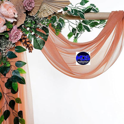 MDS Halloween Chiffon Draping Fabric - 1 Panel, 30" Wide x 75ft Long - Sheer Spooky Arbor & Canopy Drapery for Haunted House Backdrops, Party Ceilings, DIY Costumes & Themed Events - Coral Peach