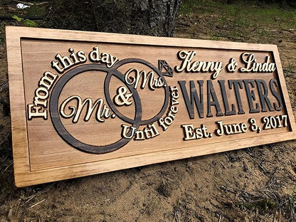 Mr and Mrs Sign | Wood Wedding Gift | Wooden Bridal Shower Gift | Custom Engagement Sign | Established Marriage Decor | Personalized Couple Gift | Last Name Established Sign | Anniversary