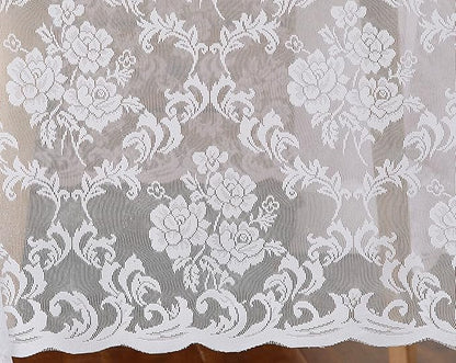 LinenZone White Rectangle Tablecloth for Rustic Vintage Decor. Sheer Lace Tablecloth Works Great for Wedding, Thanksgiving or Christmas Party (Mia TC 54 x 72, White)