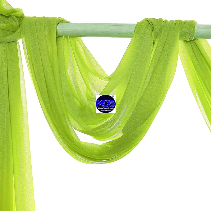 MDS Halloween Chiffon Draping Fabric - 1 Panel, 30" Wide x 40ft Long - Sheer Spooky Arbor & Canopy Drapery for Haunted House Backdrops, Party Ceilings, DIY Costumes & Themed Events - Parrot Green