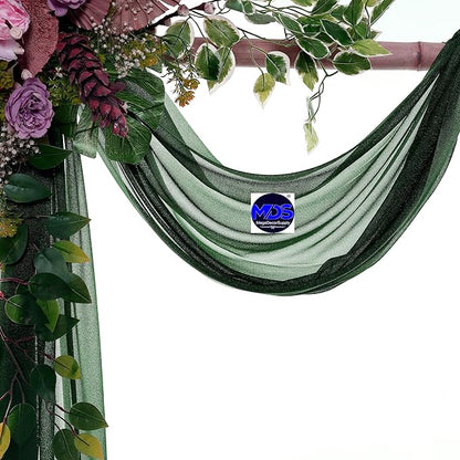 MDS Halloween Chiffon Draping Fabric - 2 Panel, 30" Wide x 50ft Long - Sheer Spooky Arbor & Canopy Drapery for Haunted House Backdrops, Party Ceilings, DIY Costumes & Themed Events - Hunter Green