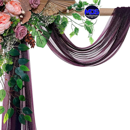 MDS Halloween Chiffon Draping Fabric - 2 Panel, 30" Wide x 40ft Long - Sheer Spooky Arbor & Canopy Drapery for Haunted House Backdrops, Party Ceilings, DIY Costumes & Themed Events - Eggplant