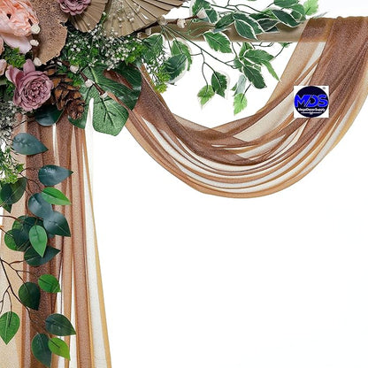 MDS Halloween Chiffon Draping Fabric - 1 Panel, 30" Wide x 30ft Long - Sheer Spooky Arbor & Canopy Drapery for Haunted House Backdrops, Party Ceilings, DIY Costumes & Themed Events - Mocha
