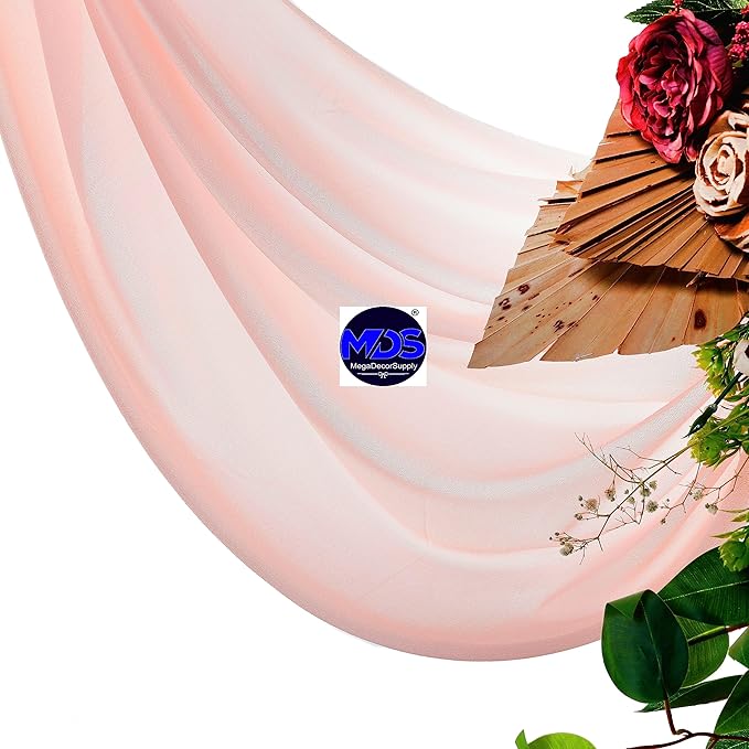 MDS Halloween Chiffon Draping Fabric - 2 Panel, 30" Wide x 75ft Long - Sheer Spooky Arbor & Canopy Drapery for Haunted House Backdrops, Party Ceilings, DIY Costumes & Themed Events - Dusty Rose