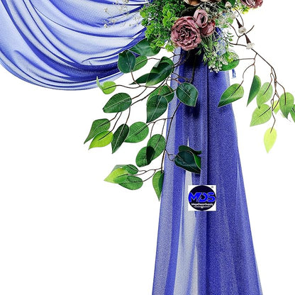 MDS Halloween Chiffon Draping Fabric - 2 Panel, 30" Wide x 50ft Long - Sheer Spooky Arbor & Canopy Drapery for Haunted House Backdrops, Party Ceilings, DIY Costumes & Themed Events - Royal Blue