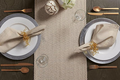 DII Woven Basic Tabletop Collection, Chevron Table Runner, 15x108, Stone