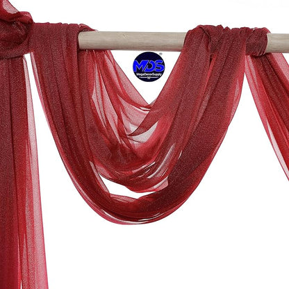 MDS Halloween Chiffon Draping Fabric - 2 Panel, 30" Wide x 30ft Long - Sheer Spooky Arbor & Canopy Drapery for Haunted House Backdrops, Party Ceilings, DIY Costumes & Themed Events - Apple Red