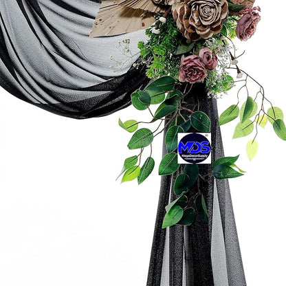 MDS Halloween Chiffon Draping Fabric - 1 Panel, 30" Wide x 40ft Long - Sheer Spooky Arbor & Canopy Drapery for Haunted House Backdrops, Party Ceilings, DIY Costumes & Themed Events - Black