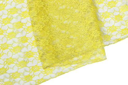 MDS Pack of 15 Wedding 12 x 108 inches Lace Table Runner for Wedding, Decorations for Birthday Parties, Banquets, Graduations, Engagements, and Runners fit Rectangle, Round Table- Yellow