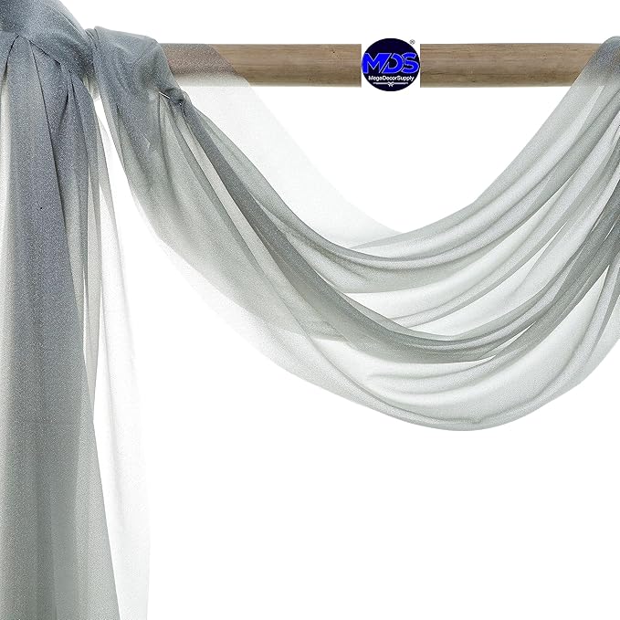MDS Halloween Chiffon Draping Fabric - 2 Panel, 30" Wide x 100ft Long - Sheer Spooky Arbor & Canopy Drapery for Haunted House Backdrops, Party Ceilings, DIY Costumes & Themed Events - Gray