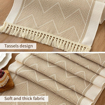 Table Runners 107 Inches,Waterproof Boho Table Runner with Tassel Fringe,Table Runner for Party Coffee Table