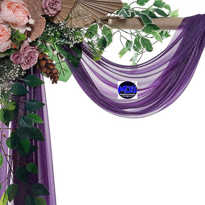 MDS Halloween Chiffon Draping Fabric - 2 Panel, 30" Wide x 40ft Long - Sheer Spooky Arbor & Canopy Drapery for Haunted House Backdrops, Party Ceilings, DIY Costumes & Themed Events - Cadbury Purple