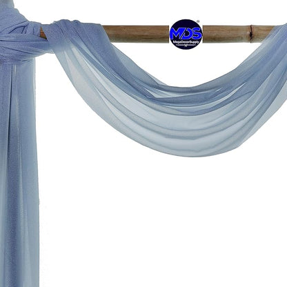 MDS Halloween Chiffon Draping Fabric - 2 Panel, 30" Wide x 75ft Long - Sheer Spooky Arbor & Canopy Drapery for Haunted House Backdrops, Party Ceilings, DIY Costumes & Themed Events - Dusty Blue