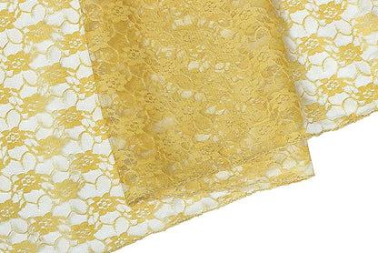 MDS Pack of 15 Wedding 12 x 108 inches Lace Table Runner for Wedding, Decorations for Birthday Parties, Banquets, Graduations, Engagements, and Runners fit Rectangle, Round Table- Gold