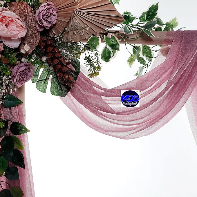 MDS Halloween Chiffon Draping Fabric - 1 Panel, 30" Wide x 20ft Long - Sheer Spooky Arbor & Canopy Drapery for Haunted House Backdrops, Party Ceilings, DIY Costumes & Themed Events - Mauva
