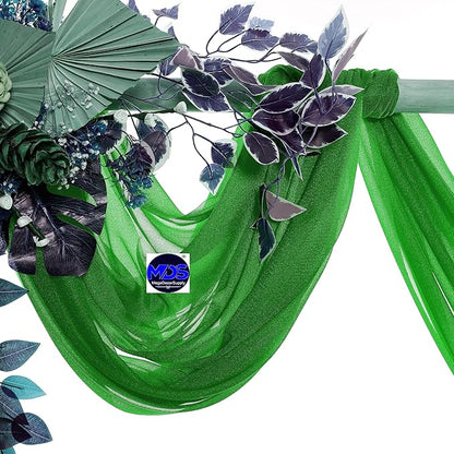 MDS Halloween Chiffon Draping Fabric - 1 Panel, 30" Wide x 75ft Long - Sheer Spooky Arbor & Canopy Drapery for Haunted House Backdrops, Party Ceilings, DIY Costumes & Themed Events - Green