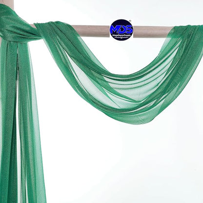 MDS Halloween Chiffon Draping Fabric - 2 Panel, 30" Wide x 30ft Long - Sheer Spooky Arbor & Canopy Drapery for Haunted House Backdrops, Party Ceilings, DIY Costumes & Themed Events - Emerald Green