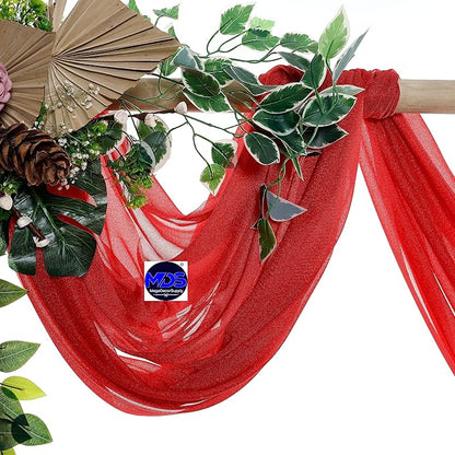 MDS Halloween Chiffon Draping Fabric - 2 Panel, 30" Wide x 100ft Long - Sheer Spooky Arbor & Canopy Drapery for Haunted House Backdrops, Party Ceilings, DIY Costumes & Themed Events - Red
