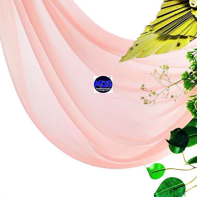 MDS Halloween Chiffon Draping Fabric - 1 Panel, 30" Wide x 100ft Long - Sheer Spooky Arbor & Canopy Drapery for Haunted House Backdrops, Party Ceilings, DIY Costumes & Themed Events - Peach