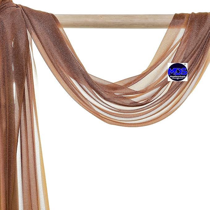 MDS Halloween Chiffon Draping Fabric - 2 Panel, 30" Wide x 75ft Long - Sheer Spooky Arbor & Canopy Drapery for Haunted House Backdrops, Party Ceilings, DIY Costumes & Themed Events - Mocha
